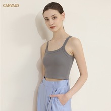 CANVAUS吊带背心女内搭夏季带胸垫短款修身打底圆领白色抹胸上衣