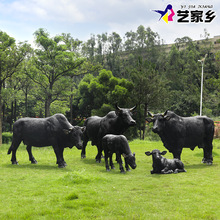 艺家乡 玻璃钢黑牛雕塑户外园林景区景观装饰品大型仿真动物摆件