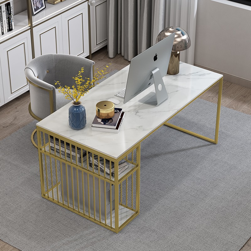 北欧大理石办公桌电脑台式桌家用简约现代卧室学生书桌轻奢写字台