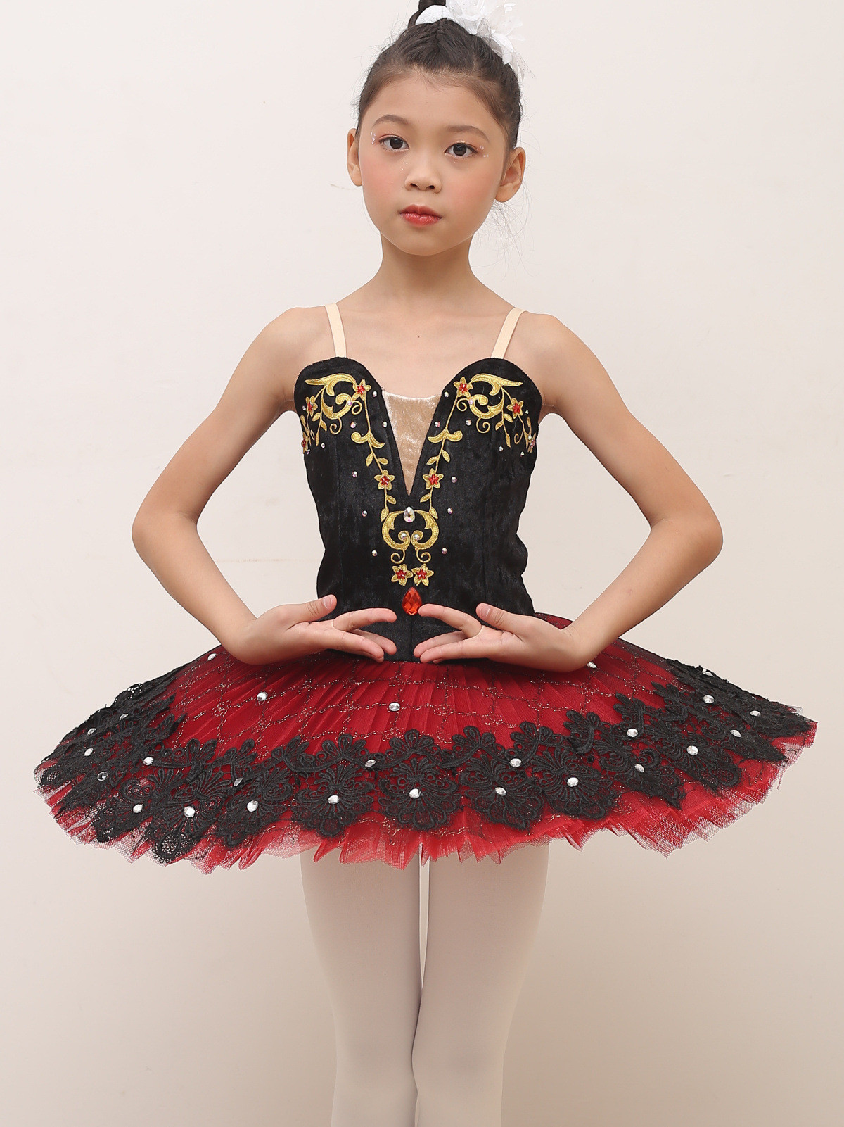 芭蕾舞裙小天鹅舞蹈演出服绒布幼女童吊带tutu裙公主裙表演练功服