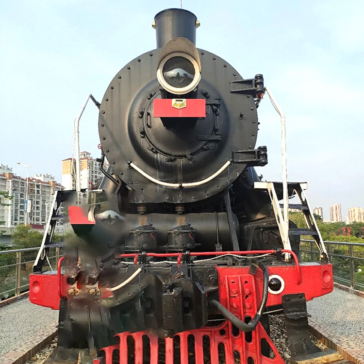 大型火车头 老式喷气复古金属雕塑火车模型铁艺 主题公园景观摆件