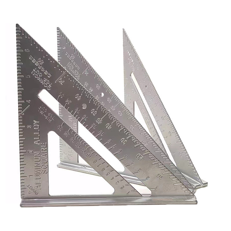 Silver 7 Inch British Set Square 90 Degree Thickened Angle Ruler Aluminum Alloy Woodworking Measuring Right Angle Ruler
