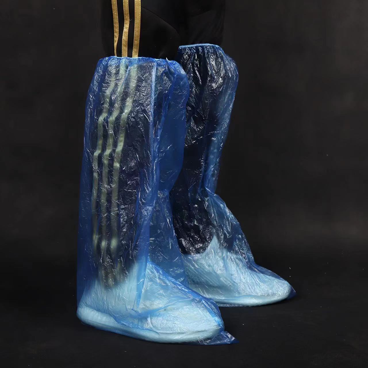 加厚加长款一次性雨鞋套防雨防尘高筒长筒靴套pe塑料养殖场脚套