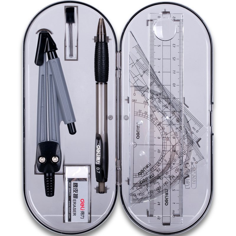 Deli Stationery 9591 Student Drawing Set Drawing Geometric Figure Compasses Ruler Set Student Stationery Ruler Set