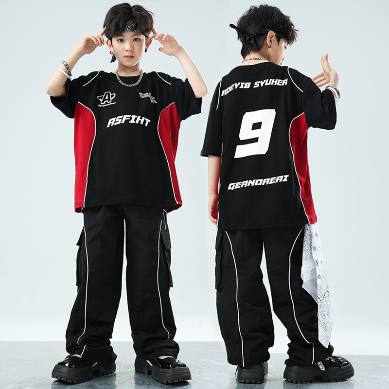 儿童嘻哈炸街童装街舞儿童潮服帅气演出服hiphop套装男潮服街舞