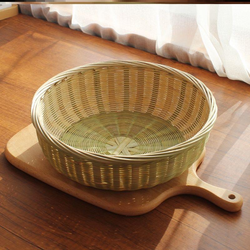早餐馒头筐竹编竹篮子竹筐带家用水果篮果盘手工竹制品点心篮竹筐