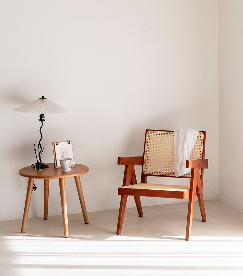 北欧现代简约实木藤椅昌迪加尔藤编书房椅阳台休闲椅藤艺椅子餐椅