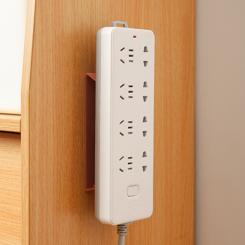 Socket Holder Power Strip Wall-Mounted Mop Patch Panel Wall Sticker Nail-Free Wall-Mounted Seamless Punch-Free Fixed Gadget