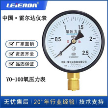 厂家销售雷尔达氧气压力表 高纯度氧气专用压力表径向规格齐全