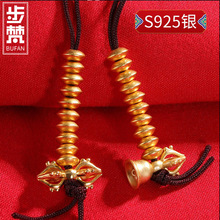 S925银镀金计数器传统铃杵手链吊饰西藏式民族风菩提手串数
