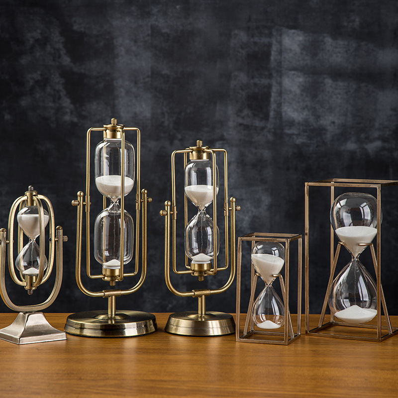 Square Metal Sand Clock Flip Hourglass Time Timer Gift Office High-Grade Ornaments