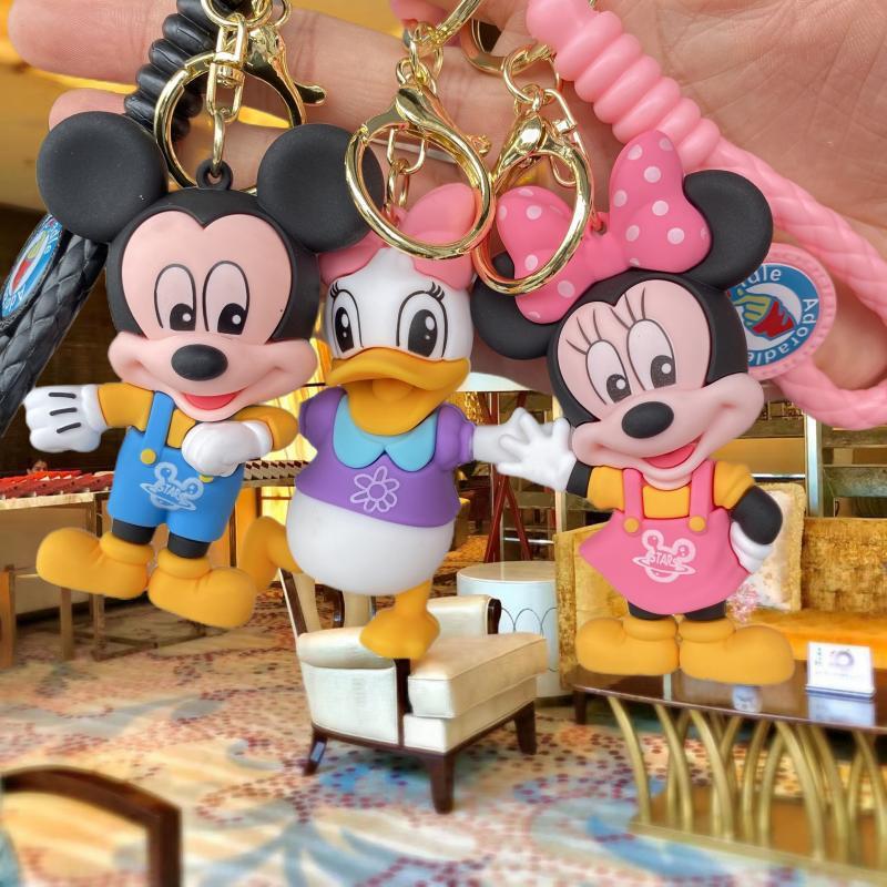 New Mickey Minnie Cartoon Key Button Cute Donald Duck Toy Bag Package Pendant Car Key Chain Small Gift