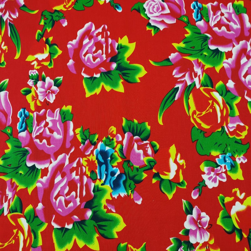 东北大花光现货活性印花棉布纱卡面料全棉料休闲被罩服装布料