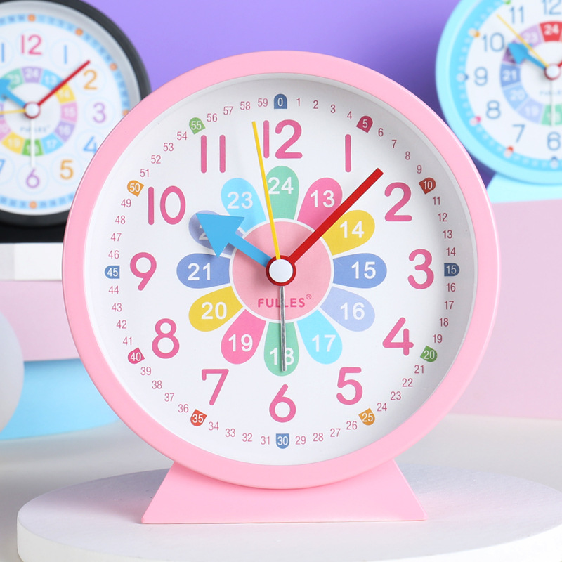 4-Inch Children's Early Education Little Alarm Clock Creative Cartoon Student Learning Noiseless Clock Desktop Boys and Girls Clock