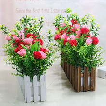 仿真绿植绢布玫瑰高款木栅栏假花塑料花桌面隔断摆放舞台墙角装饰