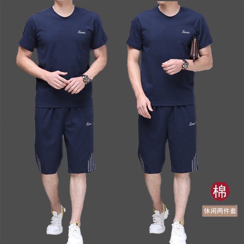 middle-aged and elderly sports suit men‘s summer short-sleeved shorts loose middle-aged casual sportswear men‘s dad summer wear