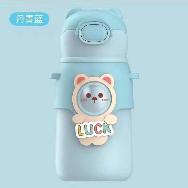 Factory Wholesale 316 Stainless Steel Children's Thermos Mug Cartoon Cute Portable Soft Cute Animal Water Cup with Straw