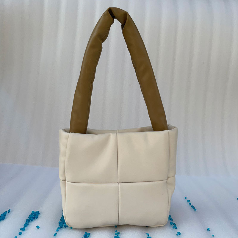 down Cotton Coat Bag Underarm Bag 2022 Fall Winter Fashion Sweet Stitching Plaid Contrast Color Handbag Women's Bag Wholesale