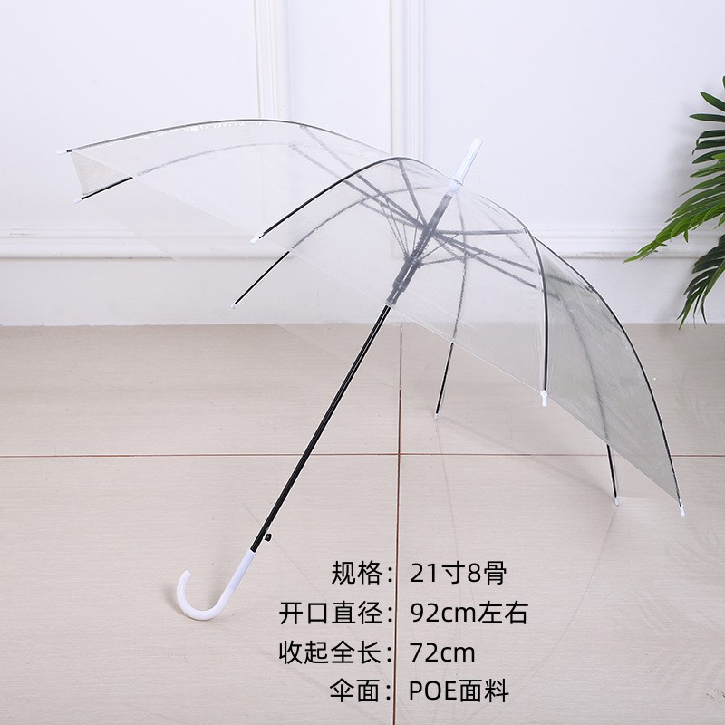 Evo Transparent Green Umbrella Customized Long Handle Umbrella Customized Automatic Umbrella Advertising Umbrella Gift Transparent Straight Rod Umbrella Wholesale