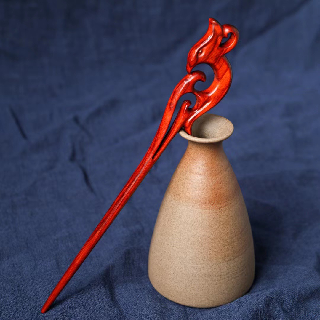 紫檀木雕刻女古风簪子盘发木簪简约中式发钗日常头饰汉服发饰送礼