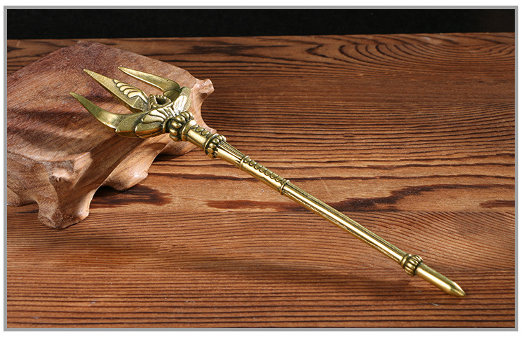 跨境外贸热销海王鱼叉三叉戟做旧仿古铜器收藏品摆件饰品厂家批发