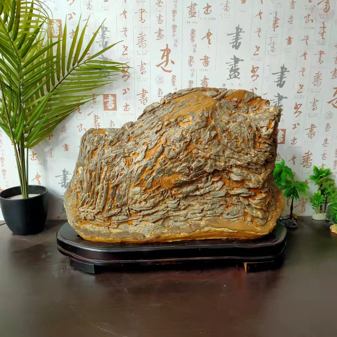 竹叶灵璧石摆件
