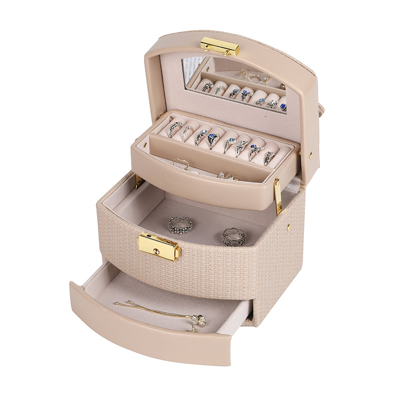 Multi-Layer Jewelry Storage Box PU Leather Jewelry Box Large Capacity Earrings Earrings Jewelry Box Wholesale