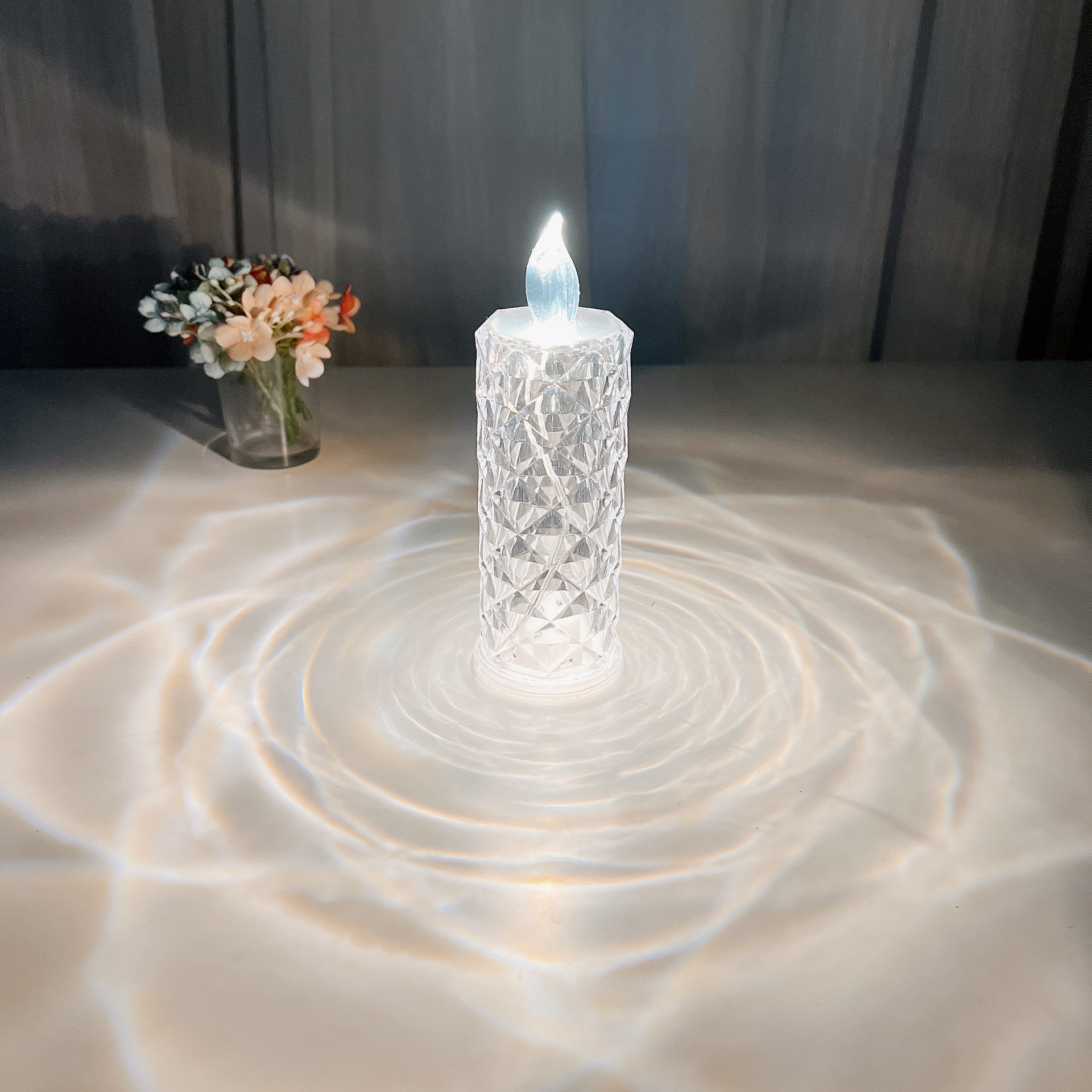 Rose Pattern Refraction Led Electronic Candle Light