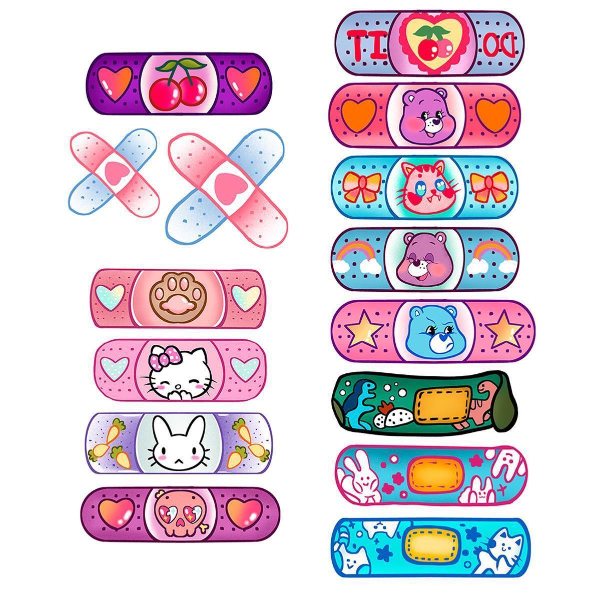 彩色小熊趣味创可贴纹身贴 遮疤可爱软萌ok绷卡通图案纹身贴纸潮