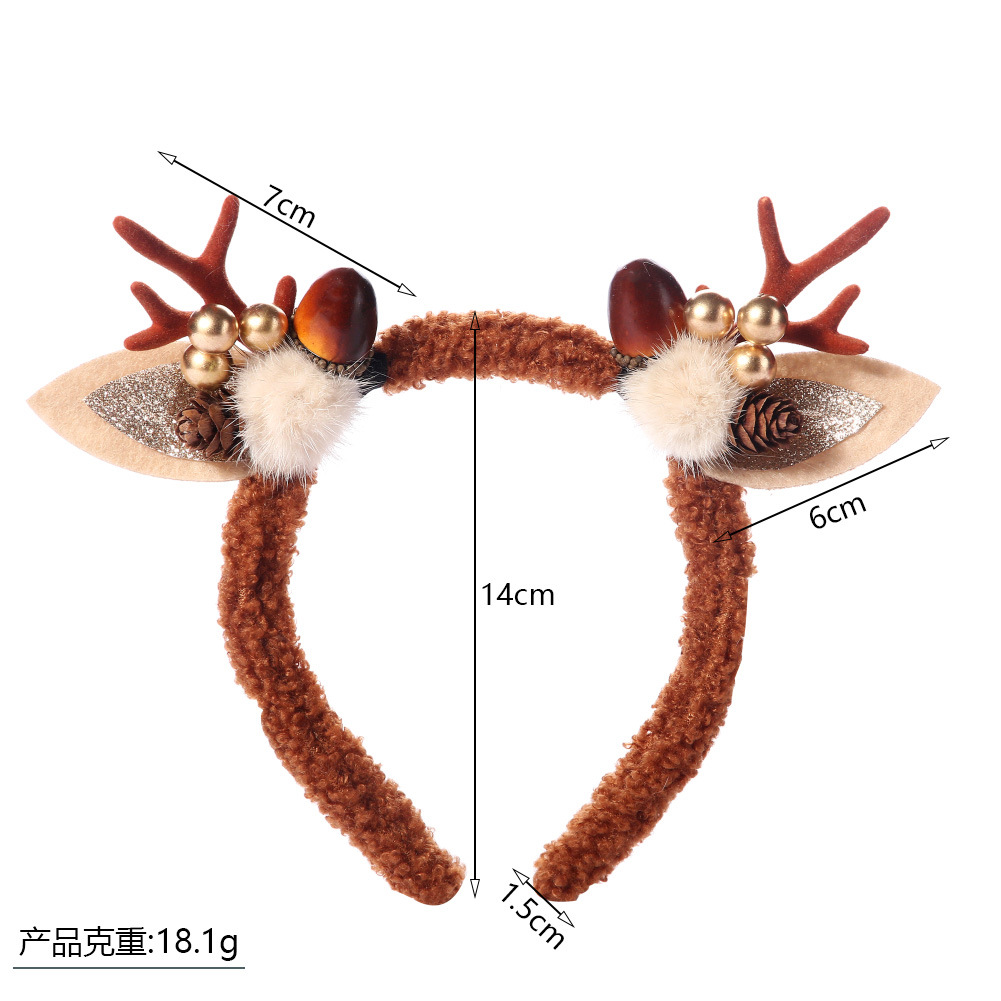 Cross-Border Hot Bell Christmas Antlers Headband Christmas Simple Decorative Headdress Cute Elk Antler Headband