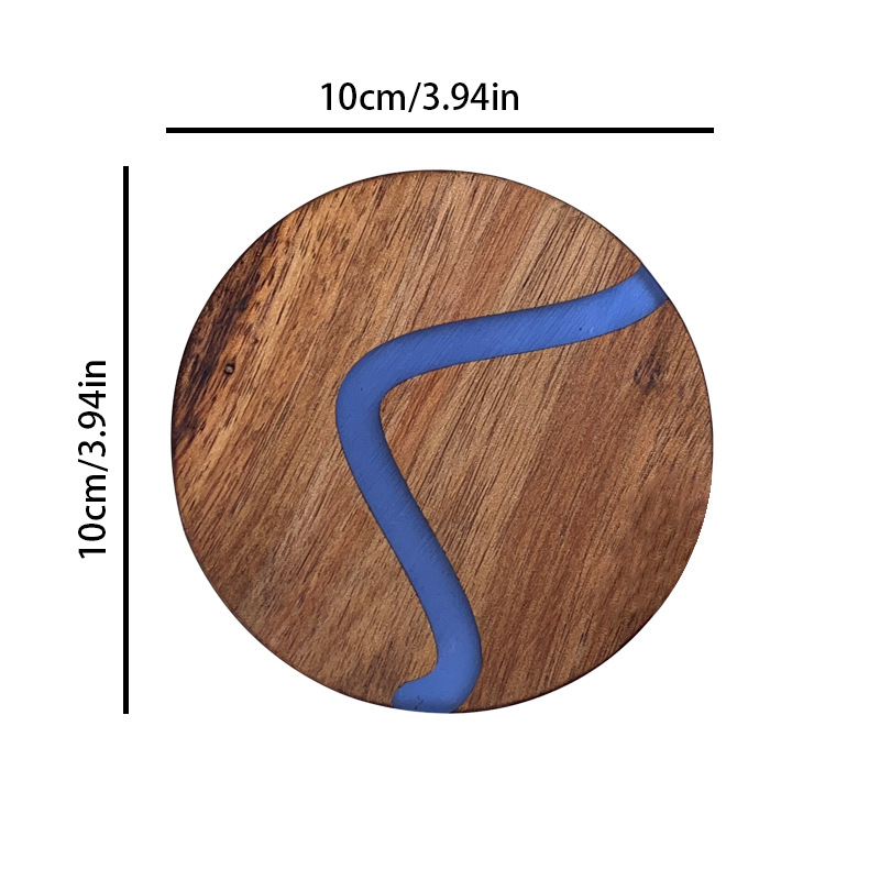 Cross-Border Resin Coaster Japanese Acacia Mangium Heat Proof Mat Circle and Creative Teacup Mat Coffee Western-Style Placemat Nordic in Stock
