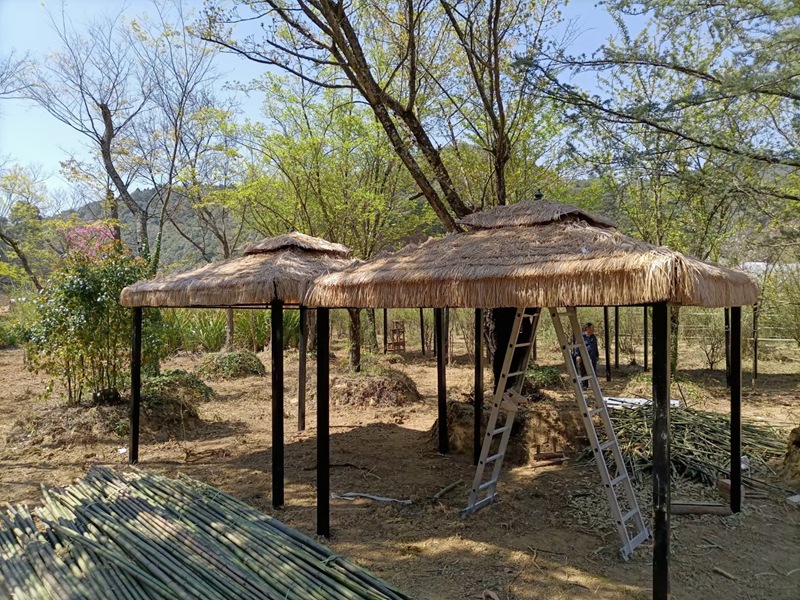 户外凉亭茅草帐篷遮阳棚休闲花园移动小别墅室外庭院露台乘凉亭子