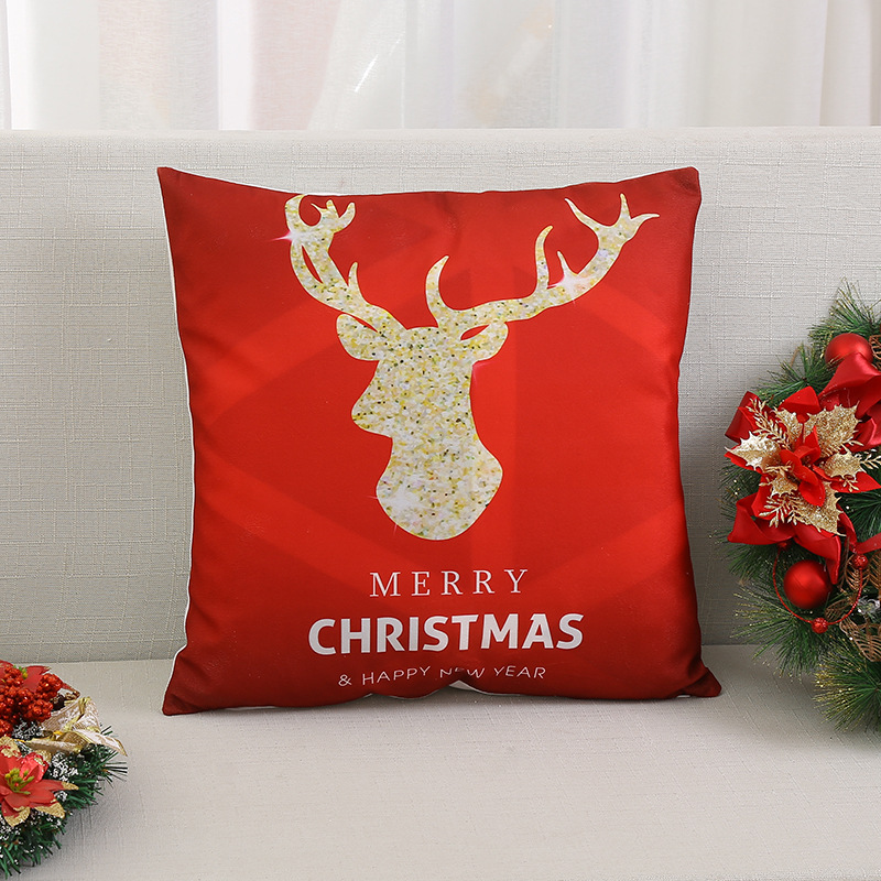 Spot Christmas Holiday Elements Pillow Cover Christmas Snowflake Throw Pillowcase Sofa Pillow High Color Fastness Can Be Used as Customer Pictures