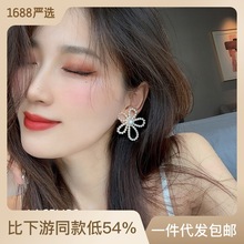 s925银针名媛网红气质珍珠花朵耳环女2022新款潮韩国气质时尚耳饰