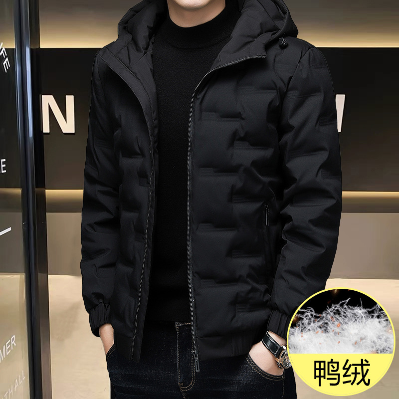 羽绒服男士冬季连帽短款上衣服反季冬装加厚保暖商务冬天鸭绒外套