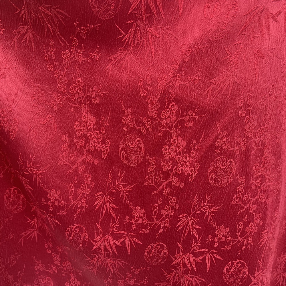 新款旗袍提花面料 仿人丝暗纹玉竹梅 国风女装汉服连衣裙箱包面料