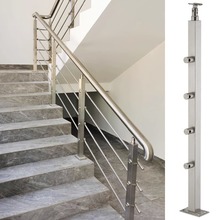 不锈钢楼梯扶手室内家用方管穿拉丝立柱别墅阳台护栏栏杆现代简约