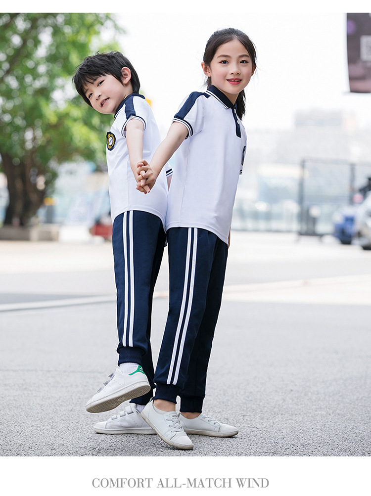 幼儿园校服厂家夏季上衣运动套装女童装t恤来图定制棉加工批发拿