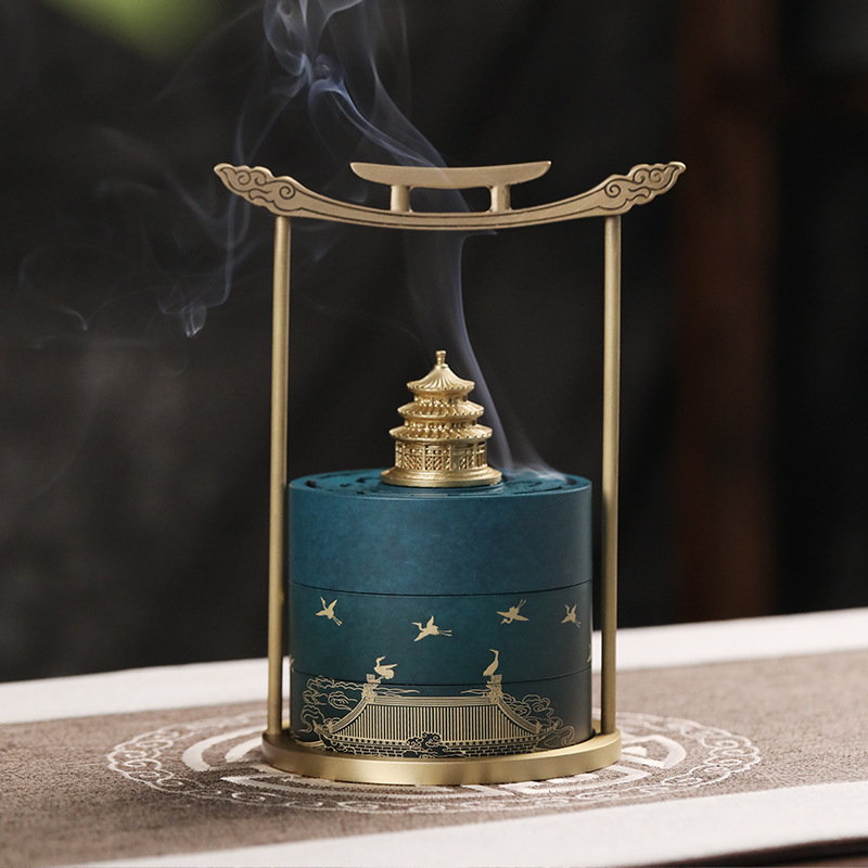 沉香炉纯铜提手炉沉香檀香盘香打拓篆香香炉沉香礼品礼盒香盒香擦