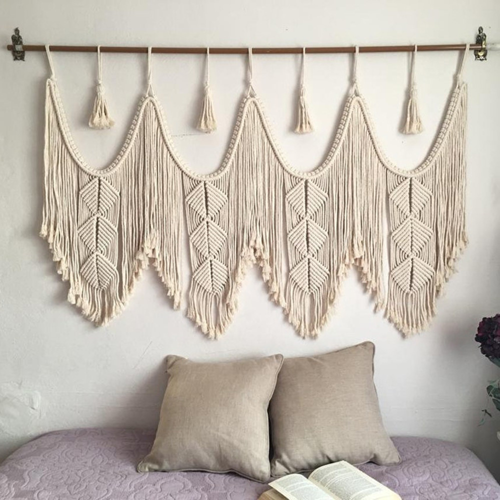 北欧风波西米亚编织挂毯客厅背景墙装饰民宿壁挂窗帘壁挂手工制作