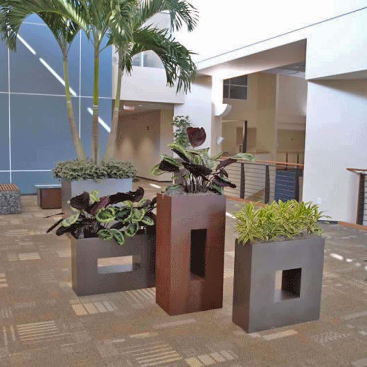 方形镂空耐候钢花盆考顿钢花钵户外组合花箱花钵