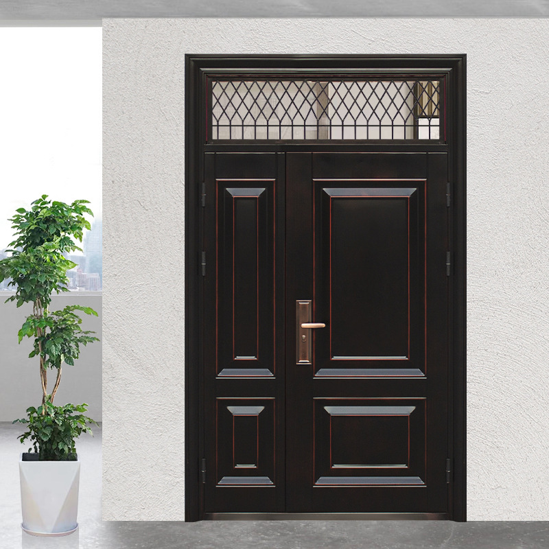 入户门防盗门带气窗钢质室外通风窗农村大门子母门进户双开庭院门