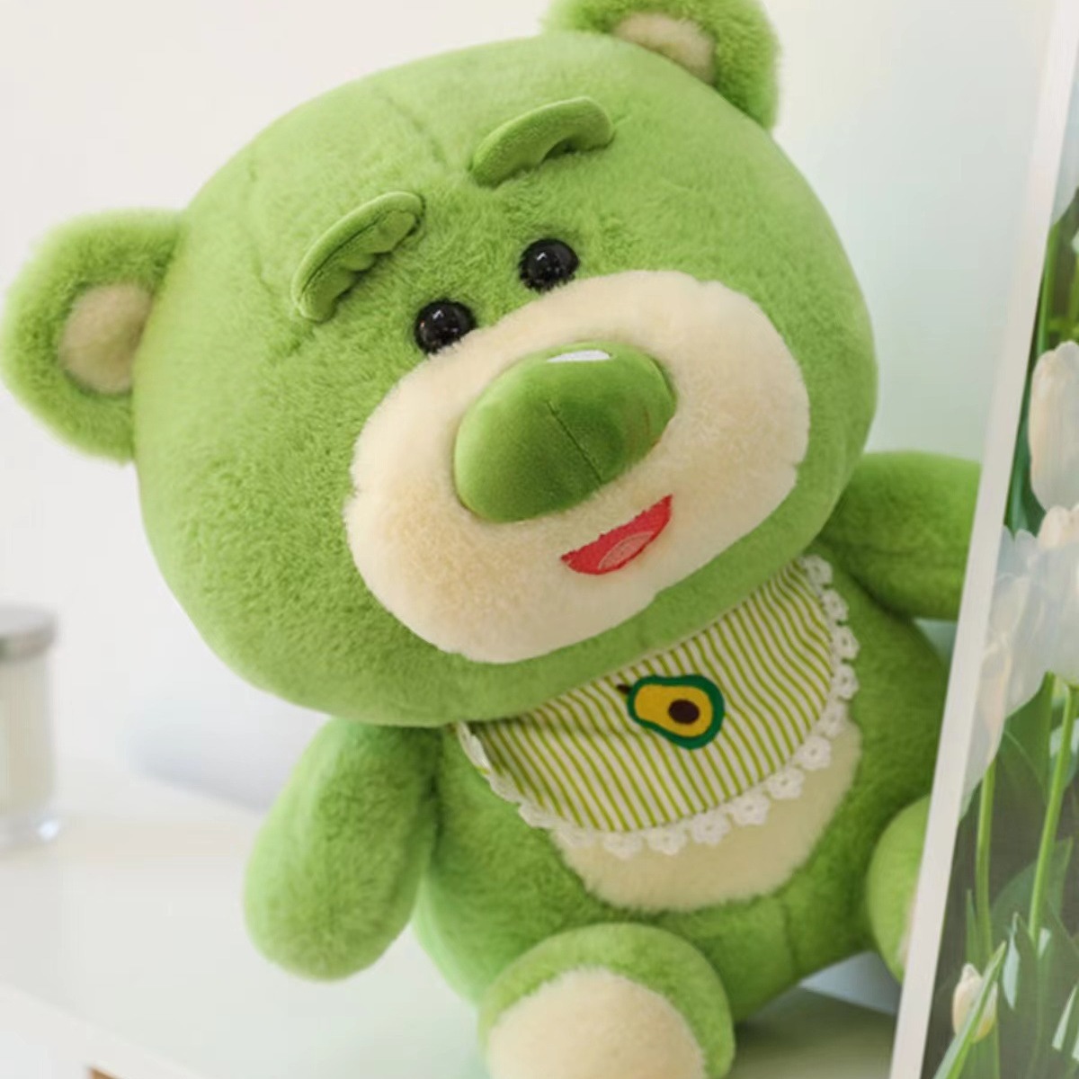 热销新款卡通熊公仔可爱牛油果色熊熊毛绒玩具儿童安抚布娃娃车载
