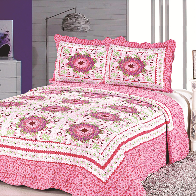 Factory Wholesale Brushed Printing Quilted Three-Piece Quilted Polyester Sheet Bedspread Summer Air Conditioning Duvet Home Cover Blanket