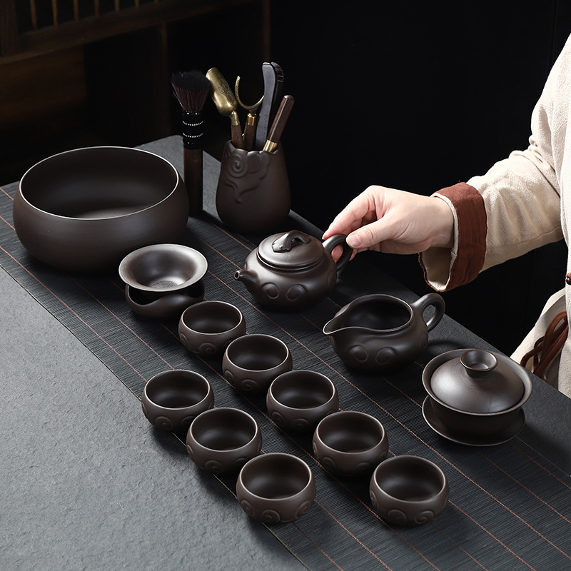 如意紫砂茶具套装高档泡茶壶盖碗杯礼盒家用客厅2024新款功夫整套