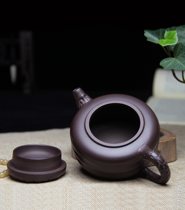 宜兴纯全手工手把壶泡茶壶陈新明时来运转名家原矿老紫泥紫砂壶