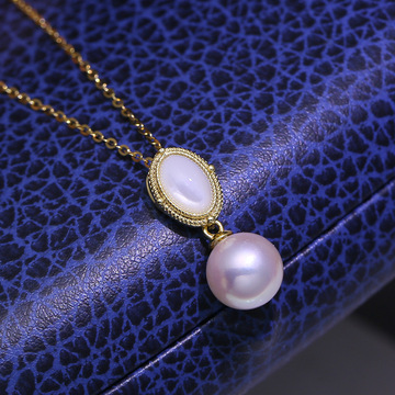 diy配件 s9256纯银简约百搭珍珠吊坠空托 椭圆贝壳项坠银托半成品