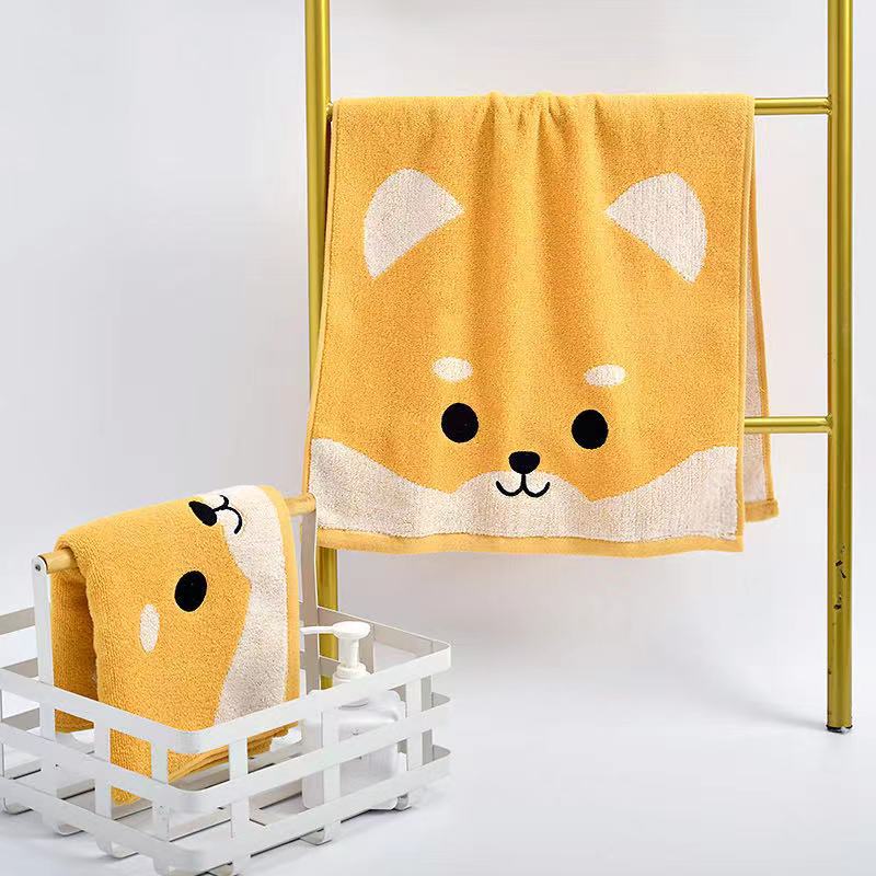 纯棉儿童巾卡通小熊柔软吸水印花毛巾幼儿园小孩宝宝洗澡浴巾家用