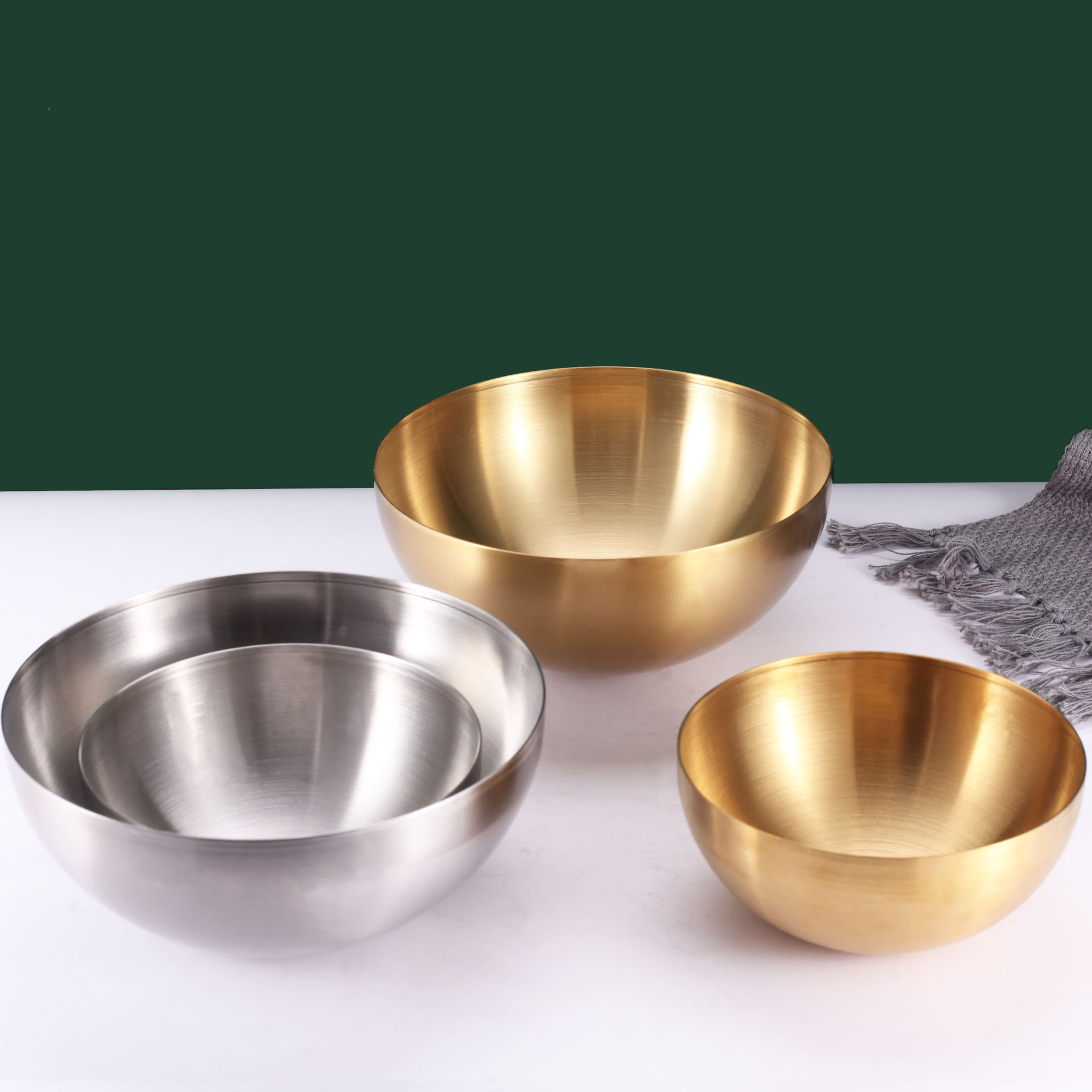 日式拉面碗304不锈钢单层冷面碗韩式拌饭碗 沙拉盆拌面碗汤碗大碗