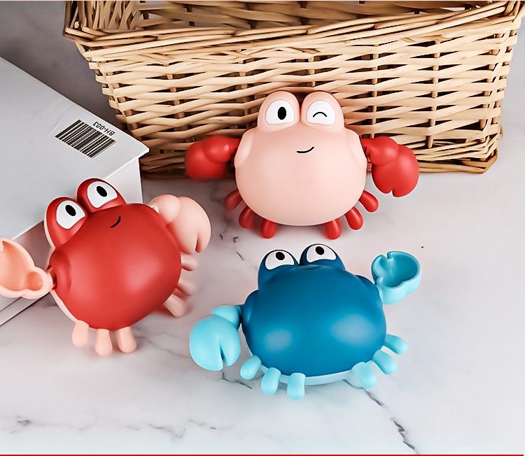 抖音卡通网红萌趣小螃蟹 宝宝夏天浴室游泳洗澡戏水 上链发条玩具